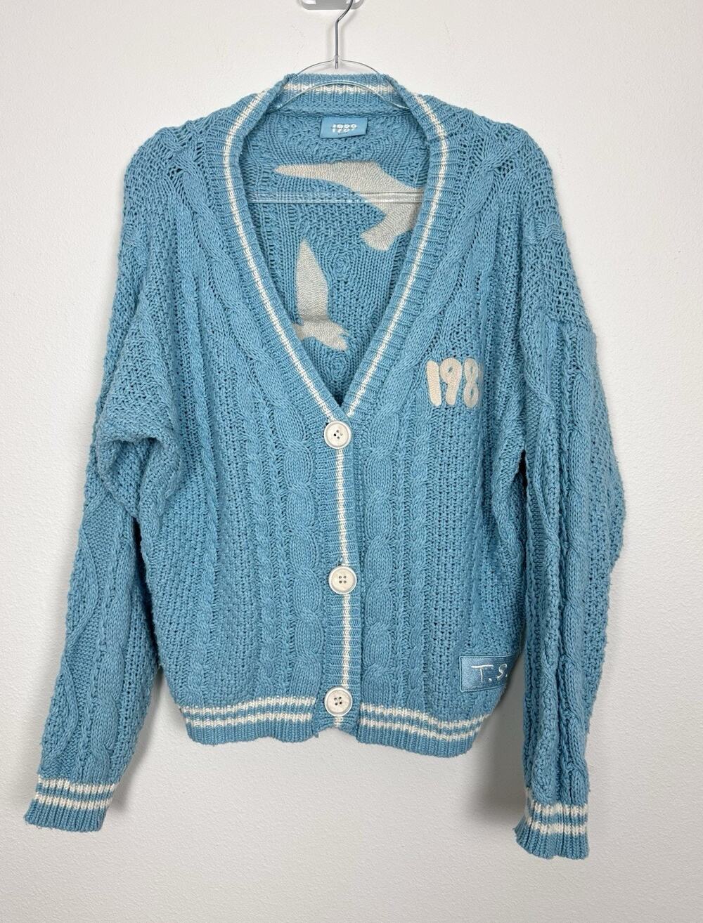 Taylor Swift 1989 Cardigan Taylor's Version Blue Sweater Seagull Patch Size M/L